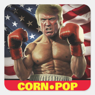 Pegatina Cuadrada Trump del pop del maíz - Pesadilla de Biden