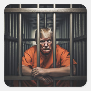 Pegatina Cuadrada Trump en la cárcel