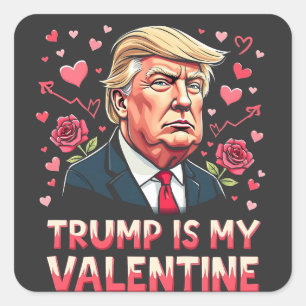 Pegatina Cuadrada Trump es mi día de inauguración de San Valentín Ma