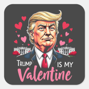 Pegatina Cuadrada Trump es mi presidente en San Valentín