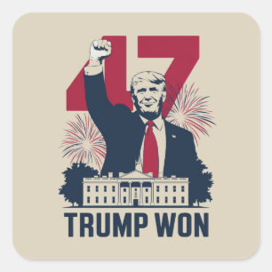 Pegatina Cuadrada Trump Ganó De Nuevo Elección 2024 Presidente 47º