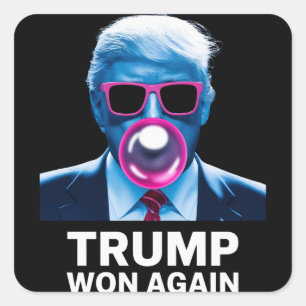 Pegatina Cuadrada Trump Ganó de Nuevo Elección 2024 Voto Presidente 