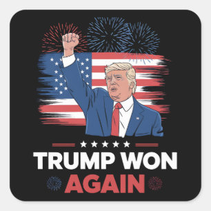 Pegatina Cuadrada Trump Ganó De Nuevo Presidente 47 USA Vintage
