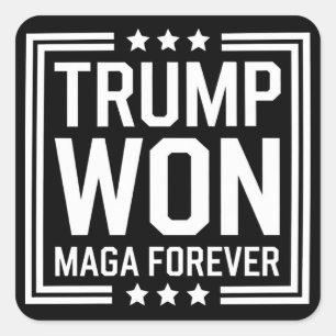 Pegatina Cuadrada Trump ganó las 47 elecciones presidenciales estado