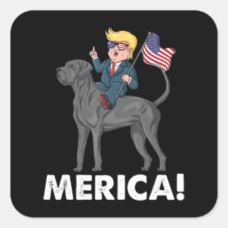 Pegatina Cuadrada Trump Merica Gran perro norteamericano cuarto