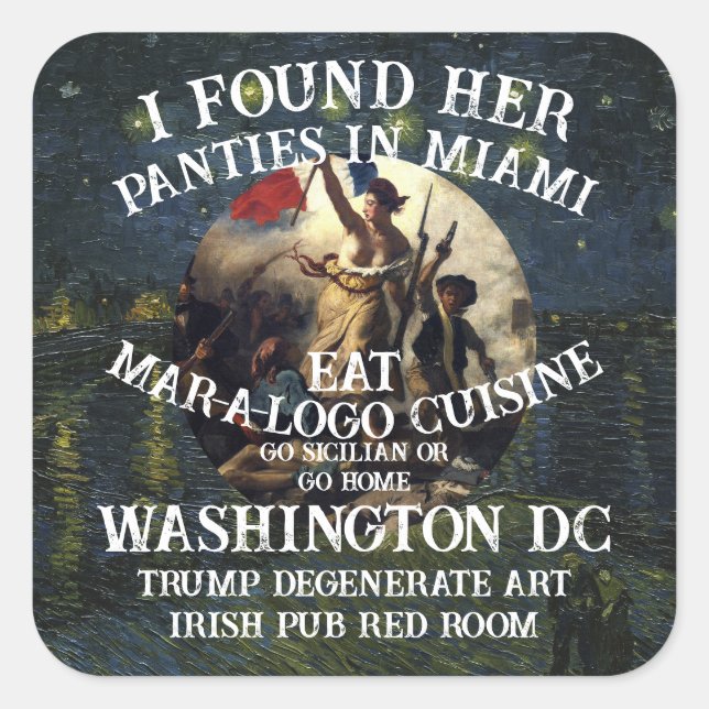 Pegatina Cuadrada Trump Panties Miami Catholic Church White (Anverso)