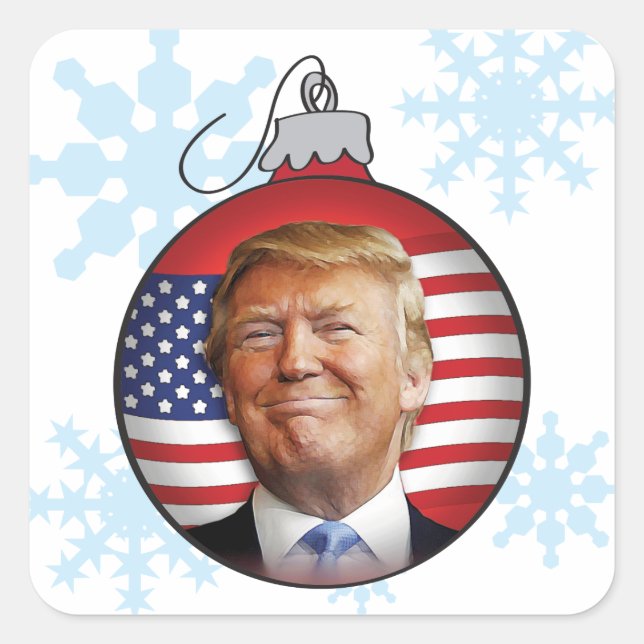 Pegatina Cuadrada Trump para Navidades (Anverso)