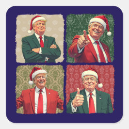 Pegatina Cuadrada Trump Pop Art Christmas Sticker MAGA Holiday