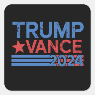 Pegatina Cuadrada Trump Vance 2024 Presidente 47 USA Vintage