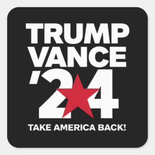Pegatina Cuadrada Trump Vance 2024 Vota las elecciones de Trump 2024