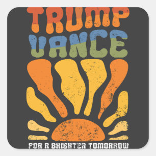 Pegatina Cuadrada Trump vota por un futuro mejor para el retro boho