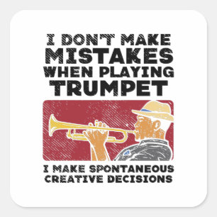 Pegatina Cuadrada Trumpet - Jugando Una Trumpeta