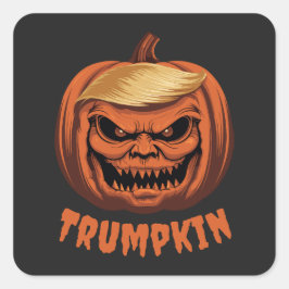 Pegatina Cuadrada Trumpkin: Calabaza de Halloween de Donald Trump