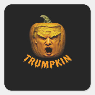 Pegatina Cuadrada Trumpkin - Funny Donald Pumpkin Halloween Classic