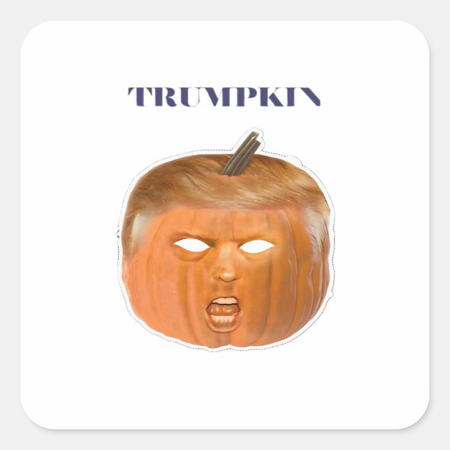 Pegatina Cuadrada Trumpkin Halloween Mask Classic (Anverso)