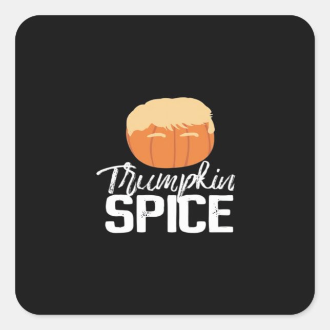Pegatina Cuadrada Trumpkin Spice Funny Halloween Político (Anverso)