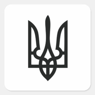 Pegatina Cuadrada Tryzub ucraniano