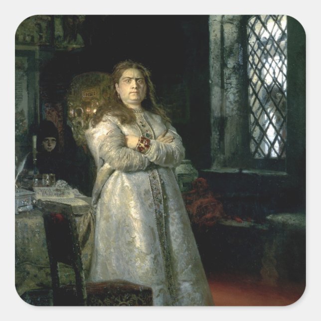 Pegatina Cuadrada Tsarevna Sophia Alexeevna (Anverso)