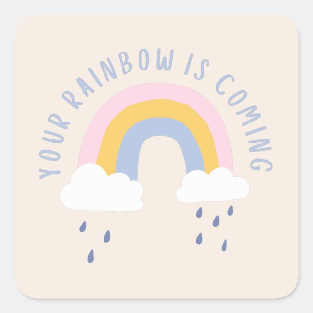 Pegatina Cuadrada Tu arcoiris viene con la bolsa de regalo (Anverso)