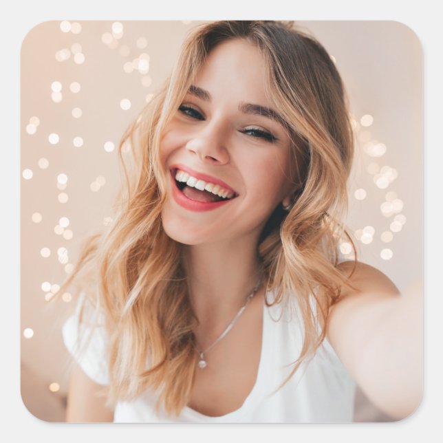 Pegatina Cuadrada Tu cara en un cumpleaños (Anverso)