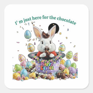 Pegatina Cuadrada Tu cesta de Pascua necesita esto 