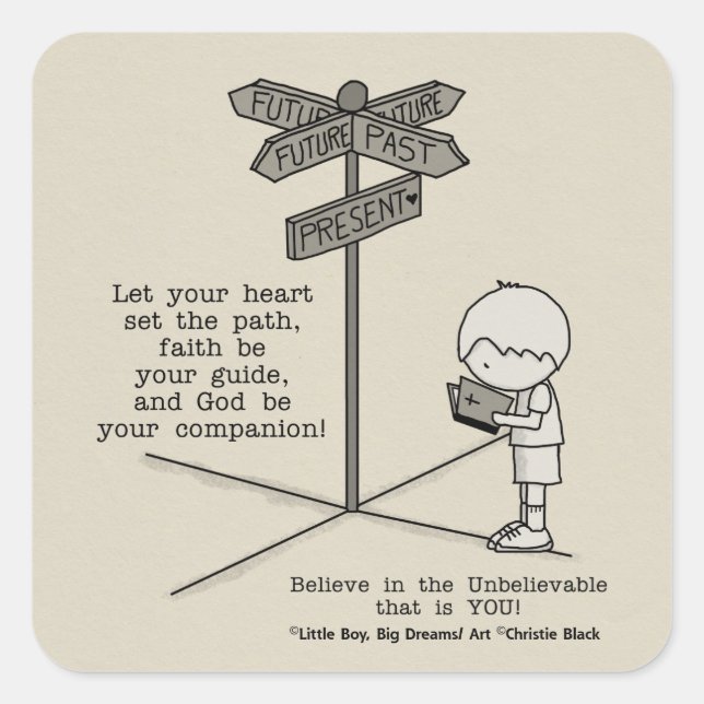 Pegatina Cuadrada Tu compañera de Dios (Anverso)