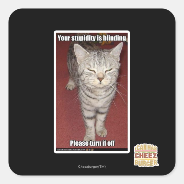 Pegatina Cuadrada Tu estupidez es cegadora 2 (Anverso)