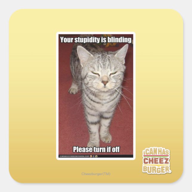 Pegatina Cuadrada Tu estupidez es cegadora 2 (Anverso)