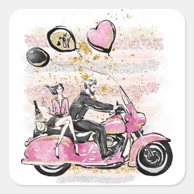 Pegatina Cuadrada Tú Haces Girar Mi Mundo | Sublimación de Motocicle (Anverso)