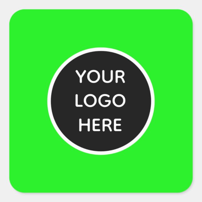 Pegatina Cuadrada Tu logotipo Neon Green Elegant Yellow Business (Anverso)