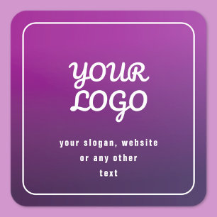 Pegatina Cuadrada Tu logotipo y elegante degradado de púrpura claro