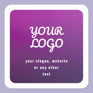 Pegatina Cuadrada Tu logotipo y elegante degradado de púrpura claro