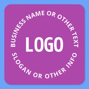 Pegatina Cuadrada Tu logotipo y texto personalizable   Violeta Púrpu