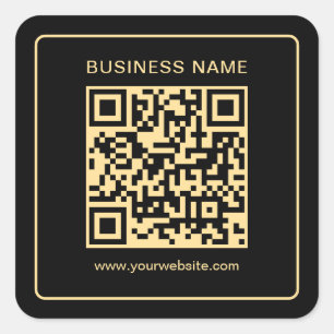 Pegatina Cuadrada Tu Personalizado de texto Compañía QR Código Negro