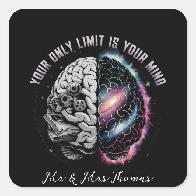 Pegatina Cuadrada Tu único límite es tu mente: Cita motivacional (Anverso)