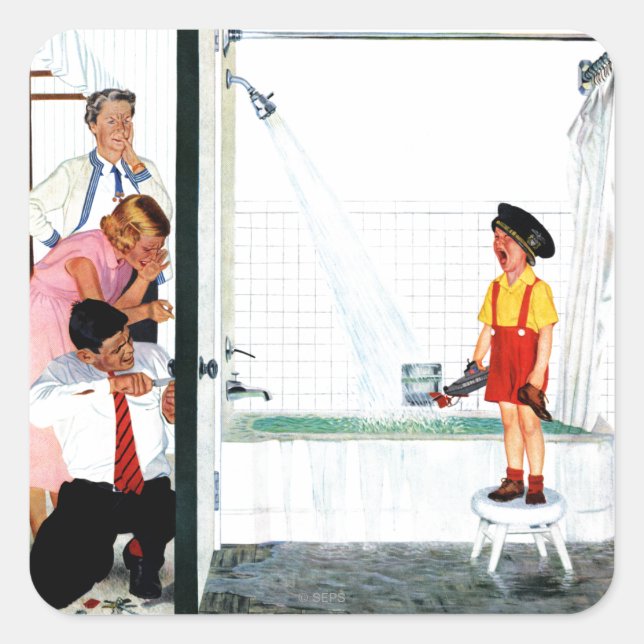 Pegatina Cuadrada Tub desbordante (Anverso)