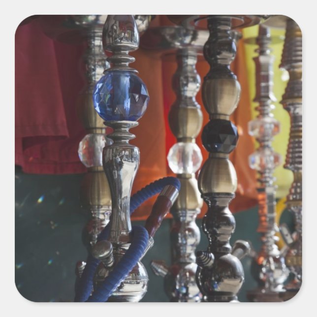 Pegatina Cuadrada Tuberías de agua de Israel, Tel Aviv, Jaffa, shees (Anverso)