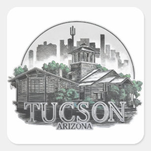 Pegatina Cuadrada Tucson City Arizona Estados Unidos