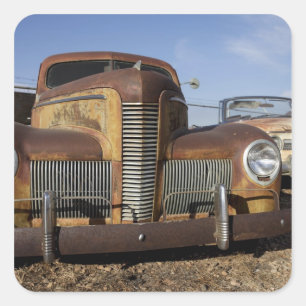 Pegatina Cuadrada Tucumcari, Nuevo México, Estados Unidos. Ruta 66.
