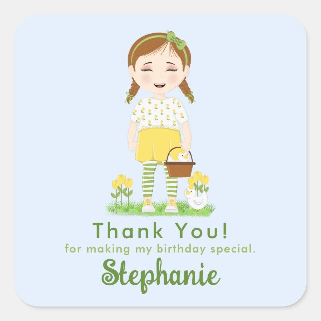 Pegatina Cuadrada Tulip Birthday (Anverso)