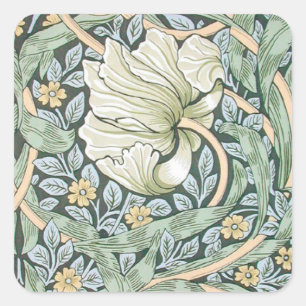 Pegatina Cuadrada Tulipanes Pimpernel Arte Botánico de William Morri