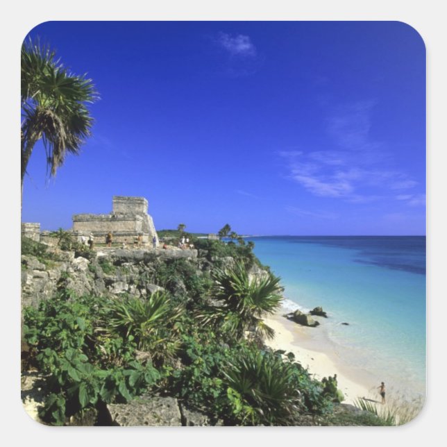 Pegatina Cuadrada Tulum, México 2 (Anverso)