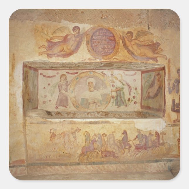 Pegatina Cuadrada Tumba de Aelia Arisuth (Anverso)
