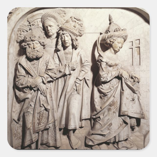 Pegatina Cuadrada Tumba de Enrique II y su esposa Kunigunde (Anverso)