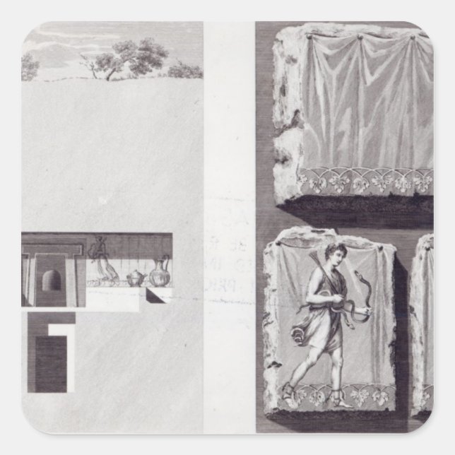 Pegatina Cuadrada Tumbas etruscas, c. 1780 (Anverso)