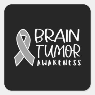 Pegatina Cuadrada Tumor cerebral Conciencia, tumor cerebral