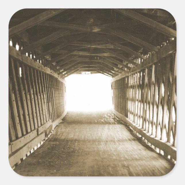 Pegatina Cuadrada Túnel de luz (Anverso)