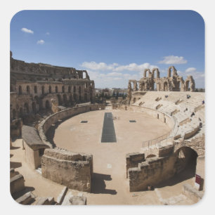 Pegatina Cuadrada Túnez, Costa Central Tunecina, El Jem, Romano 6