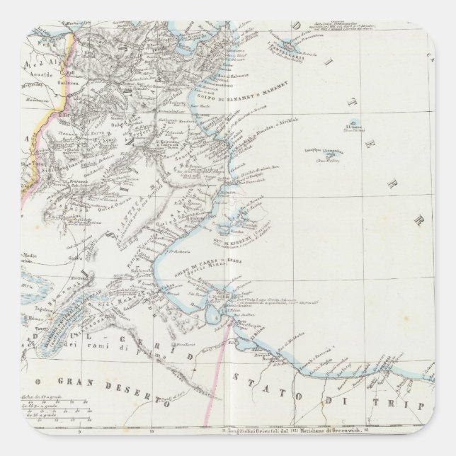 Pegatina Cuadrada Túnez y Libia (Anverso)