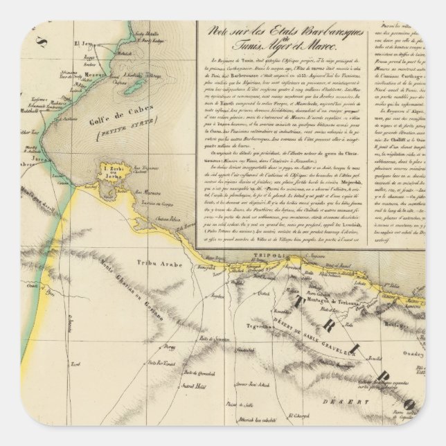Pegatina Cuadrada Túnez y Libia (Anverso)